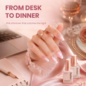 beetles Gel Polish Pink Glitter Gel swatches on nail tips