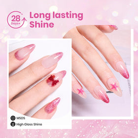 beetles Gel Polish pink glitter nail art design