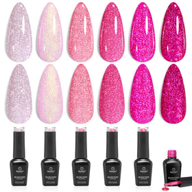 beetles Gel Polish Pink Glitter Nail Polish Set front view