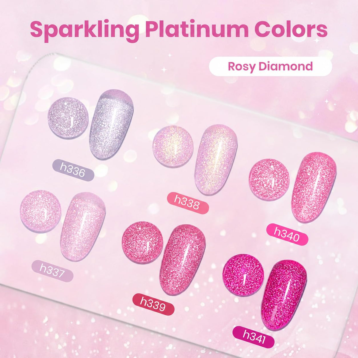 beetles Gel Polish pink glitter polish with UV lamp