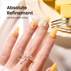beetles Gel Polish Plumeria Yellow Gel Nail Polish application on nails