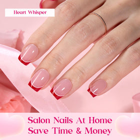 beetles Gel Polish Press On Nails Heart Whisper short square nails