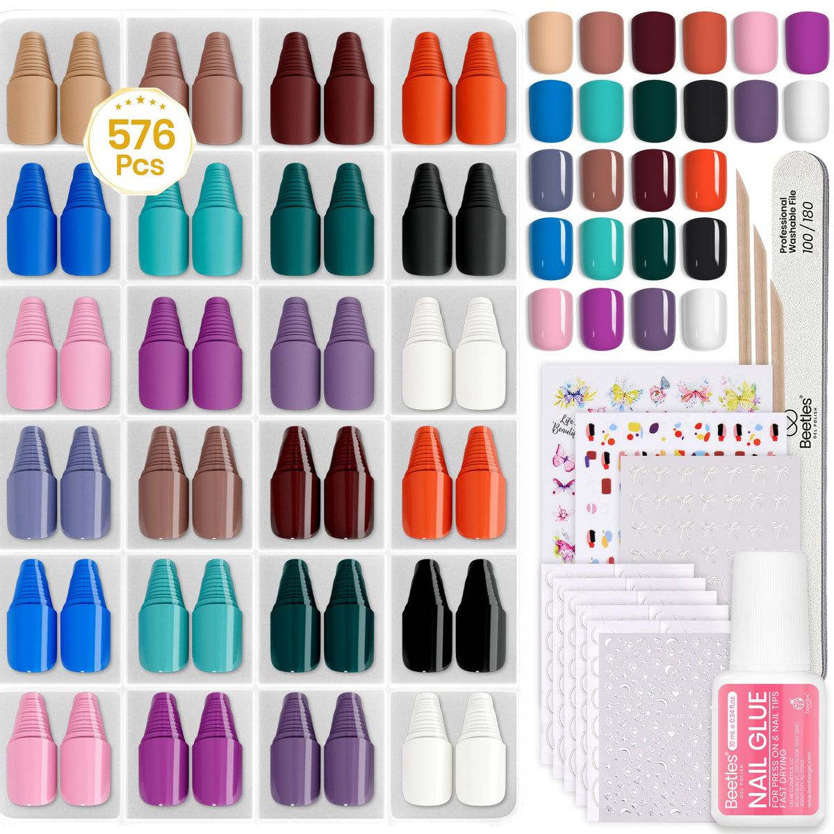 beetles Gel Polish Press on Nails Kit packaging