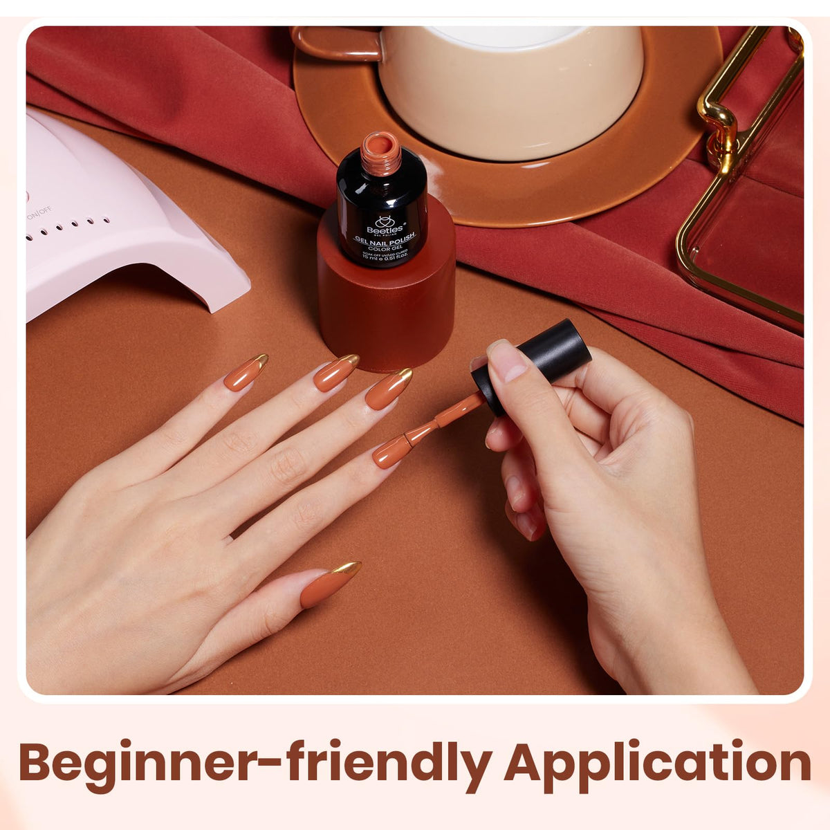 beetles Gel Polish Pumpkin Burnt Orange 15ML brush close-up