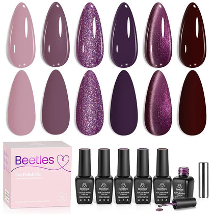 beetles Gel Polish Purple Gel Nail Polish Set with six bottles
