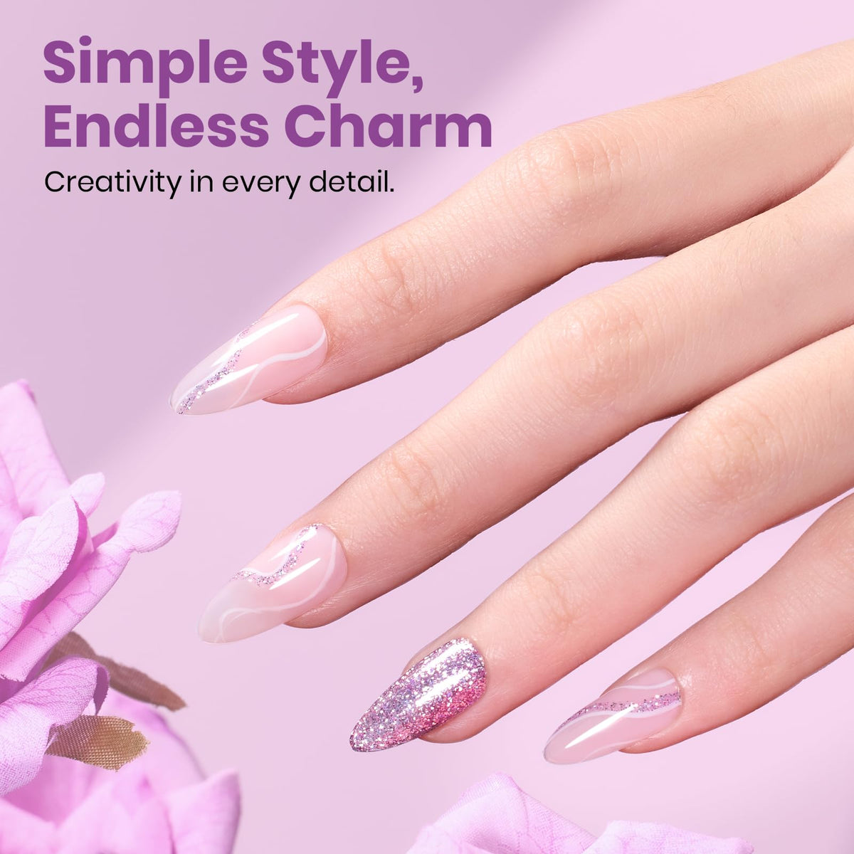 beetles Gel Polish Purple Glitter Gel Nail Polish 15ML application process