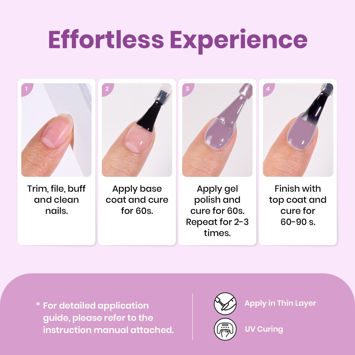 beetles Gel Polish Purple Glitter Gel Nail Polish 15ML with nail art tools