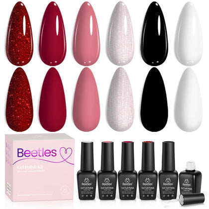 beetles Gel Polish Queen of Hearts Collection 6 colours set front view