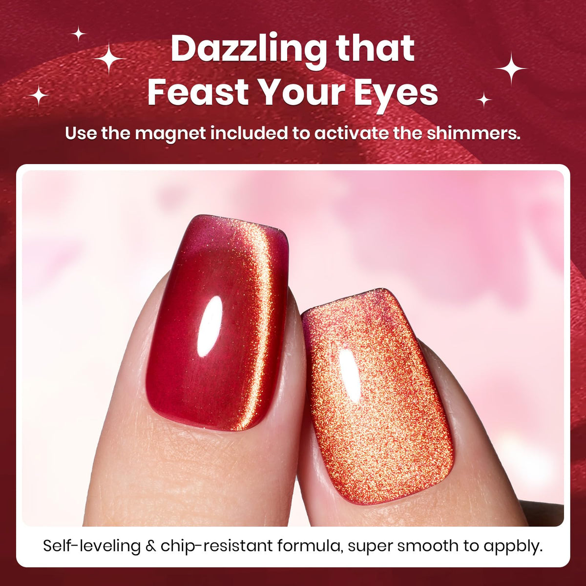 beetles Gel Polish Red Cat Eye Gel Nail Polish in use with UV lamp