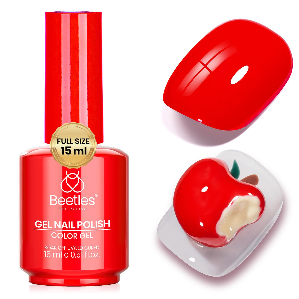 beetles Gel Polish Red Gel Nail Polish 15ML front view