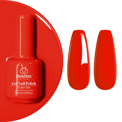 beetles Gel Polish Red Gel Nail Polish 15ML front view