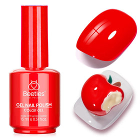 beetles Gel Polish Red Gel Nail Polish on display with accessories