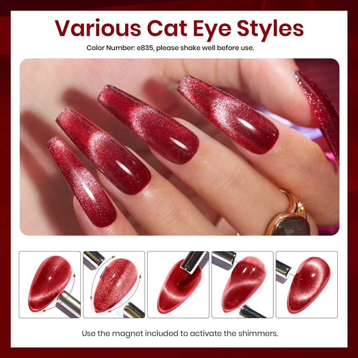 beetles Gel Polish Red Gel Nail Polish Set with magnet
