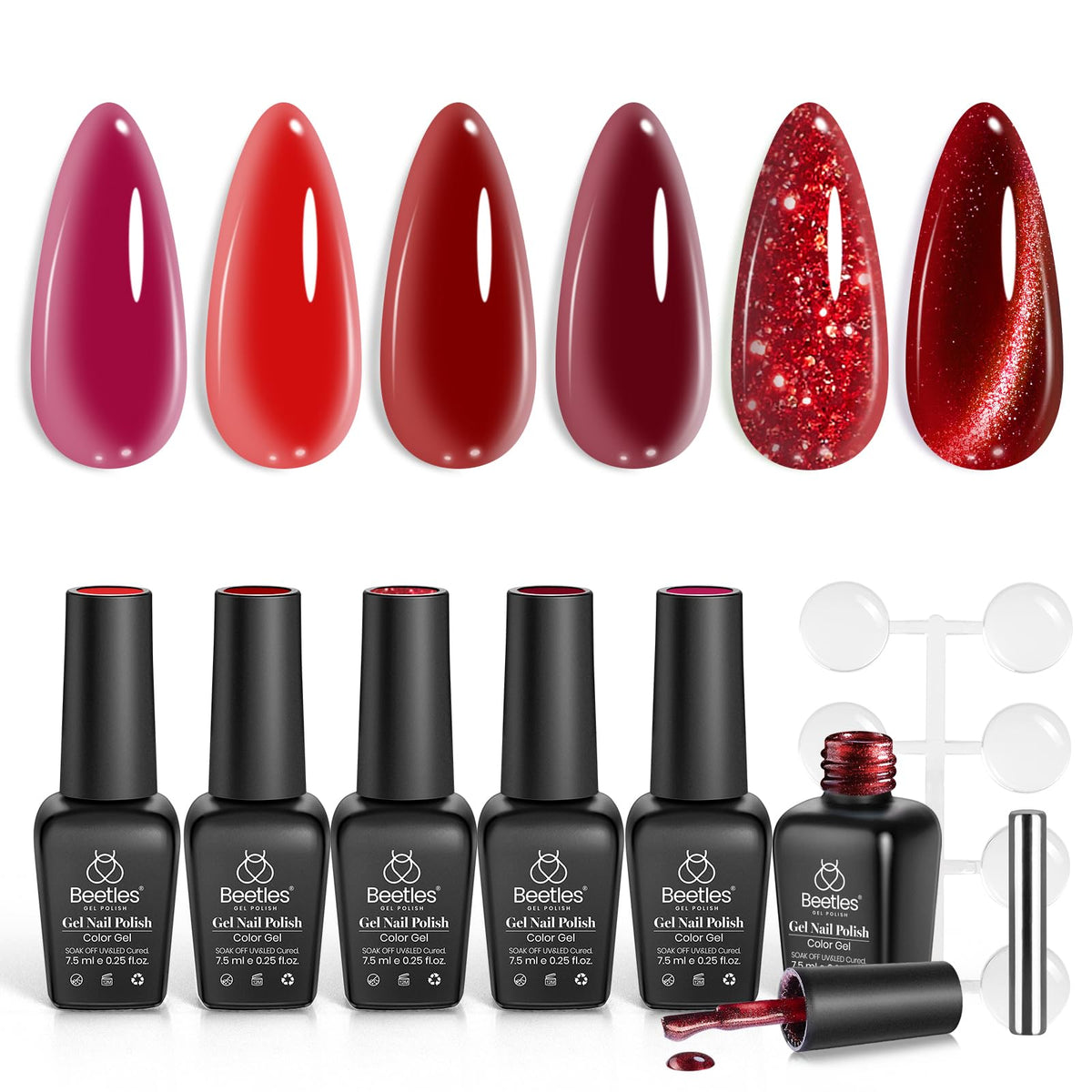 beetles Gel Polish Red Gel Nail Polish Set with six bottles