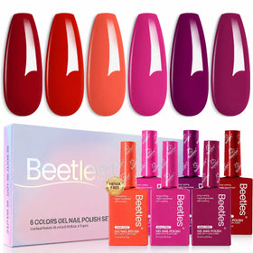 beetles Gel Polish Red Gel Nail Polish Set with six colourful bottles