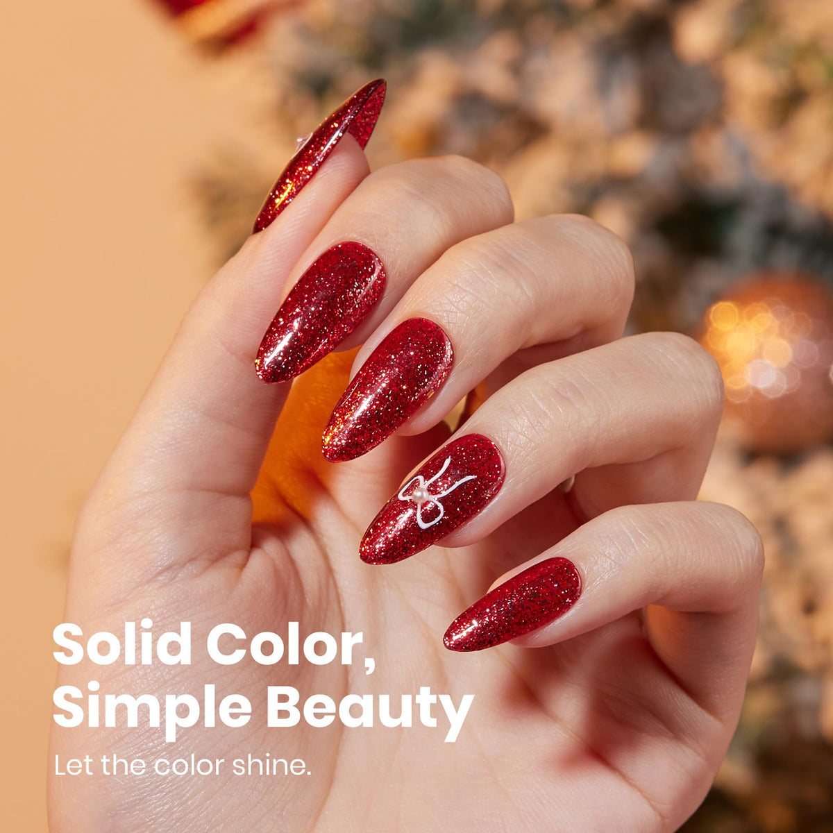 beetles Gel Polish Red Glitter Gel Nail Polish bottle close-up