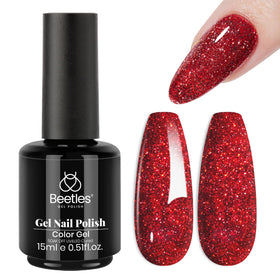 beetles Gel Polish Red Glitter Gel Nail Polish front view