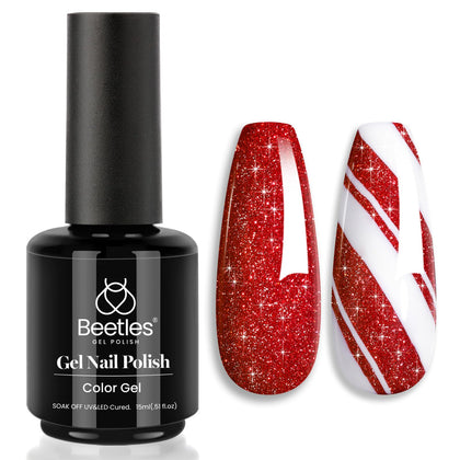Beetles Gel Polish Red Glitter Nail Polish 15ml front view