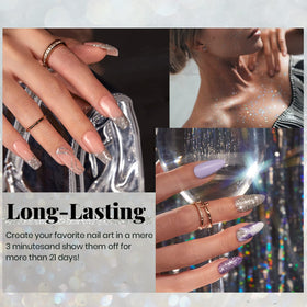 beetles Gel Polish Reflective Glitter Gel Nail Polish 15ml Silver applied on nails
