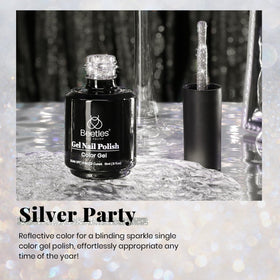 beetles Gel Polish Reflective Glitter Gel Nail Polish 15ml Silver bottle side view