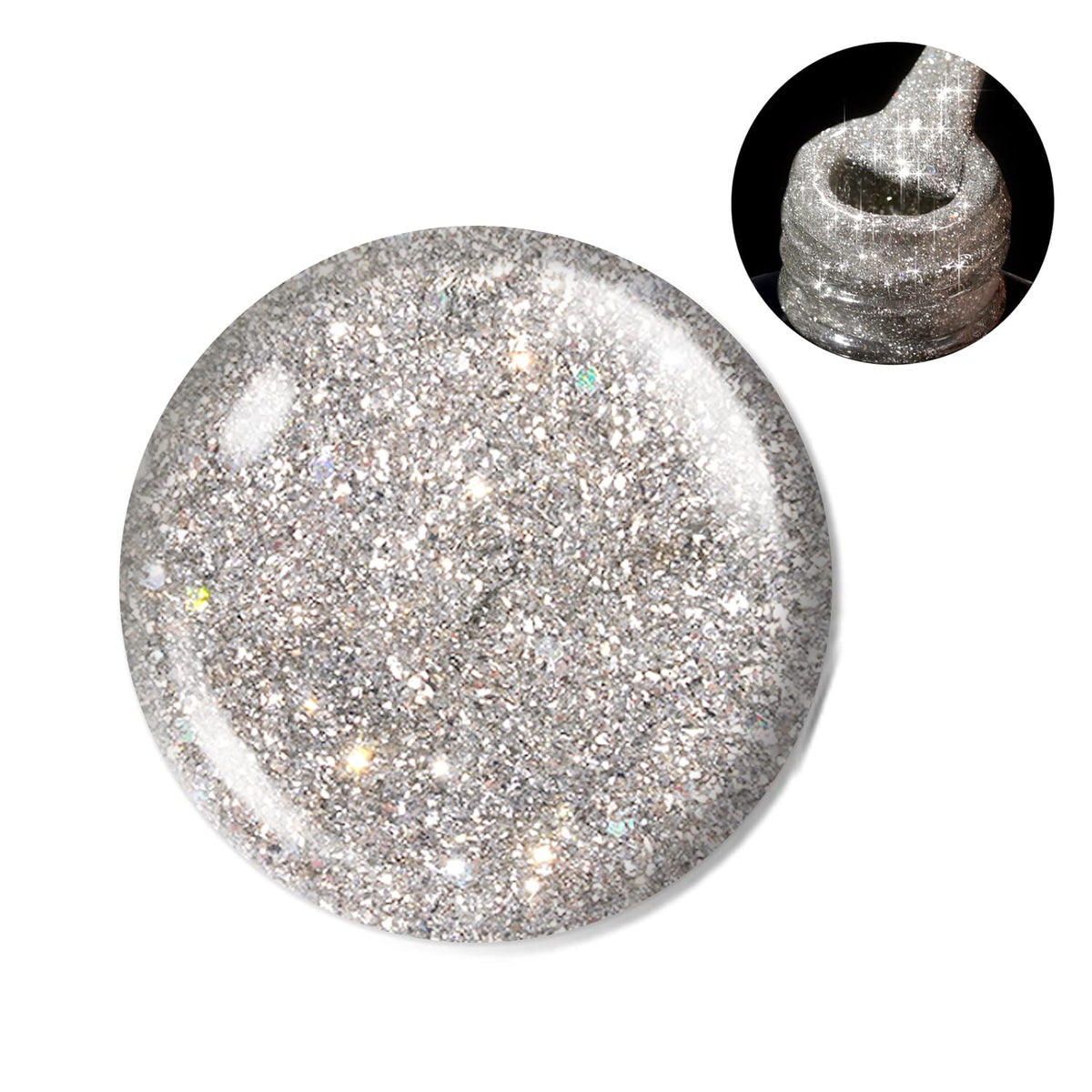 beetles Gel Polish Reflective Glitter Gel Nail Polish 15ml Silver close-up of glitter