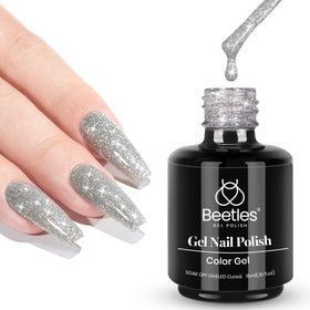 beetles Gel Polish Reflective Glitter Gel Nail Polish 15ml Silver front view