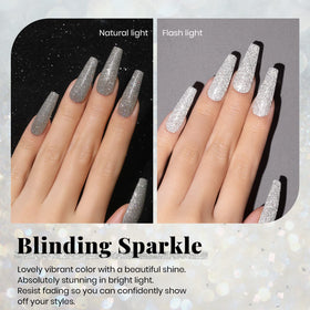beetles Gel Polish Reflective Glitter Gel Nail Polish 15ml Silver with brush