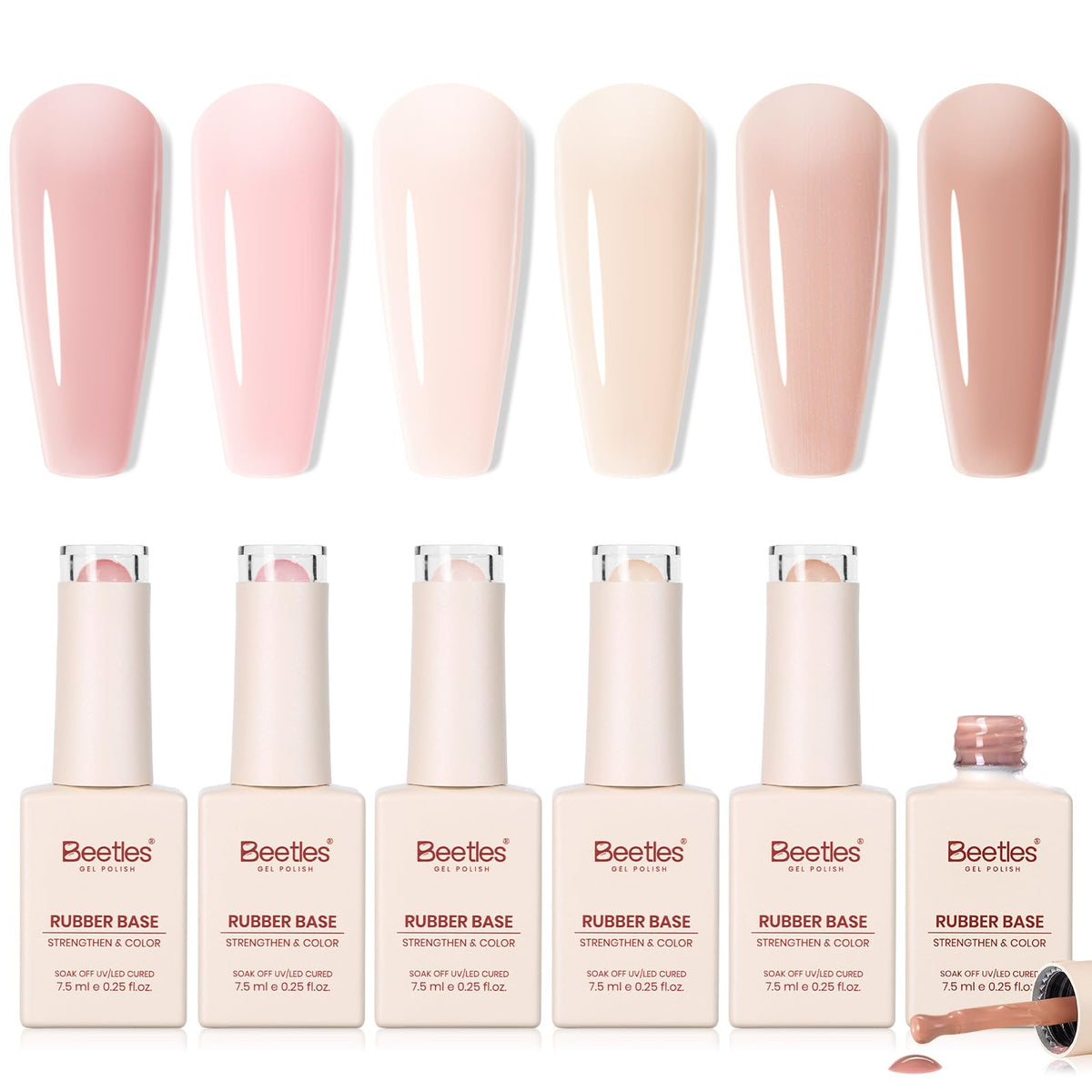 beetles Gel Polish Rubber Base Gel Nail Polish Set 6 Colours front view