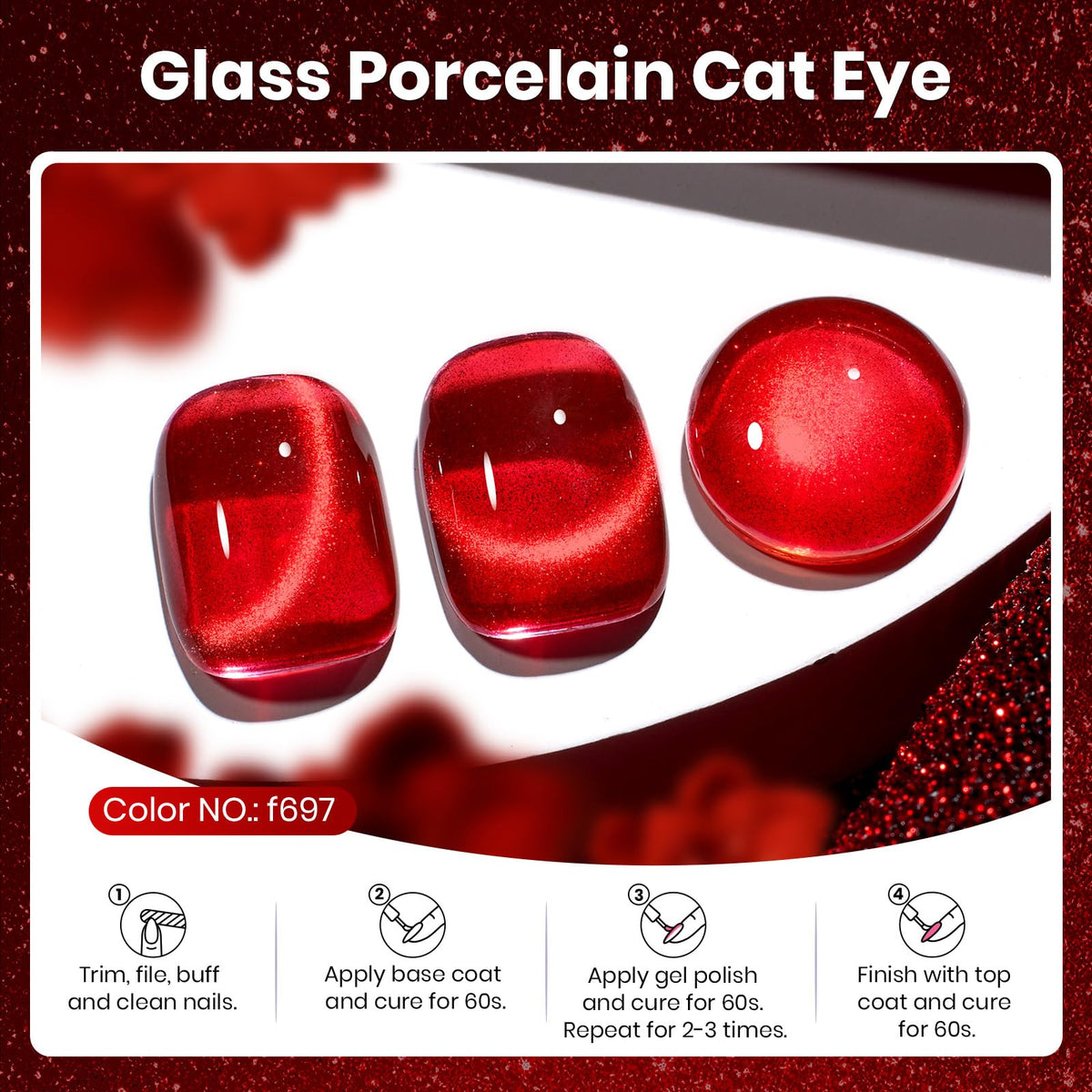 beetles Gel Polish Ruby Red Cat Eye Gel Nail Polish 15ML bottle side view