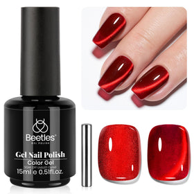 beetles Gel Polish Ruby Red Cat Eye Gel Nail Polish 15ML front view