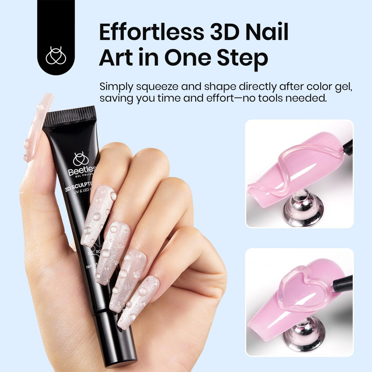 beetles Gel Polish Sculpting Gel 15ml in use on nails