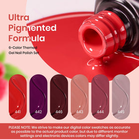 beetles Gel Polish Set 6 Pcs Burgundy Red Purple bottle close-up