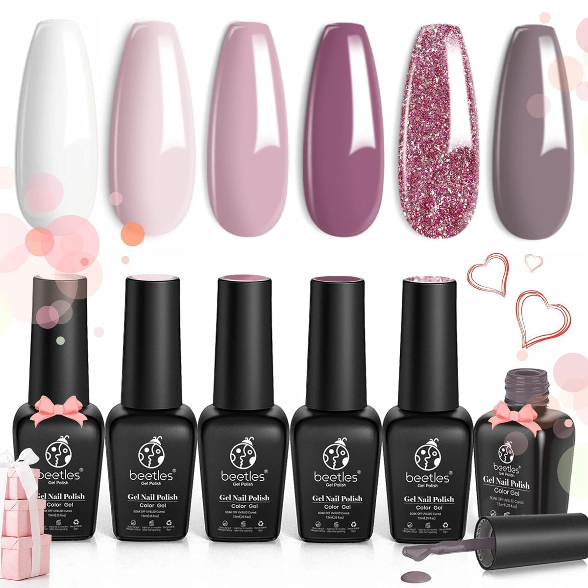 beetles Gel Polish set alongside nail art tools