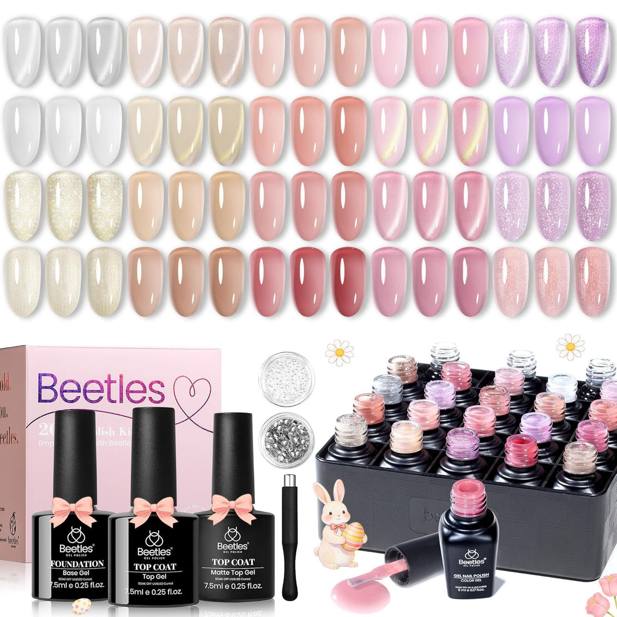 beetles Gel Polish set displayed on a vanity
