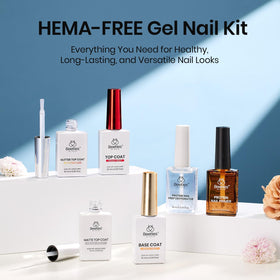 beetles Gel Polish set displayed with colourful nail designs
