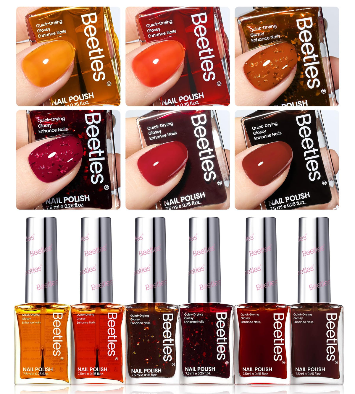 beetles Gel Polish set displayed with nail art accessories