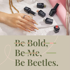 beetles Gel Polish Set light blue and silver shimmer close-up
