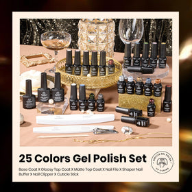beetles Gel Polish Set with glitter and deep shades