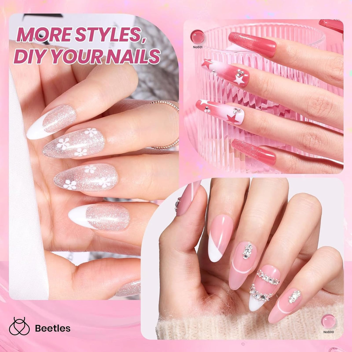 beetles Gel Polish set with pearls and rhinestones