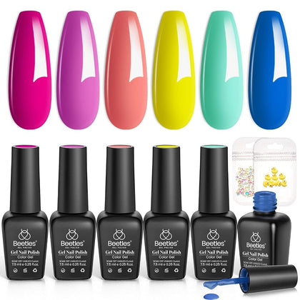 beetles Gel Polish Set with six neon colours front view