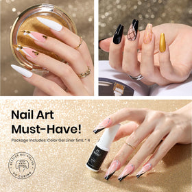 beetles Gel Polish Shiny Silver liner gel close-up
