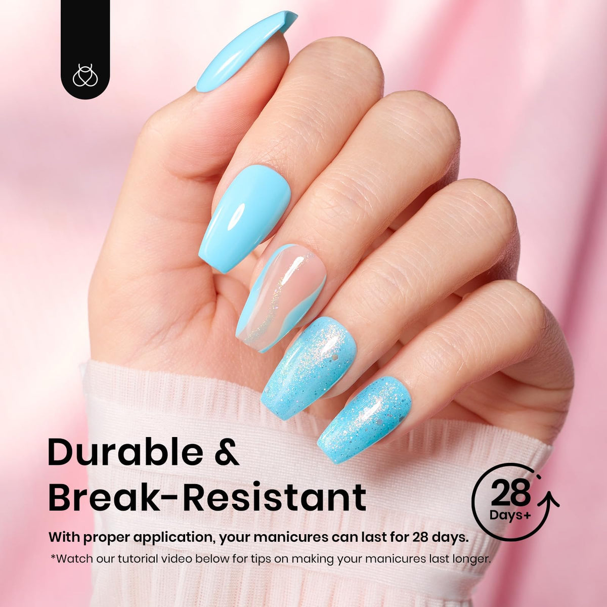beetles Gel Polish Short Coffin Nail Tips with nail art accessories