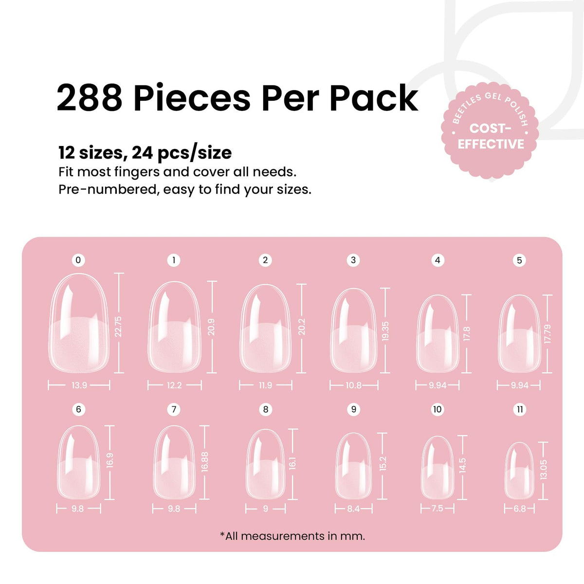 beetles Gel Polish Short Oval Fake Nails in various sizes