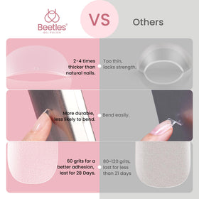 beetles Gel Polish Short Oval Fake Nails on a hand
