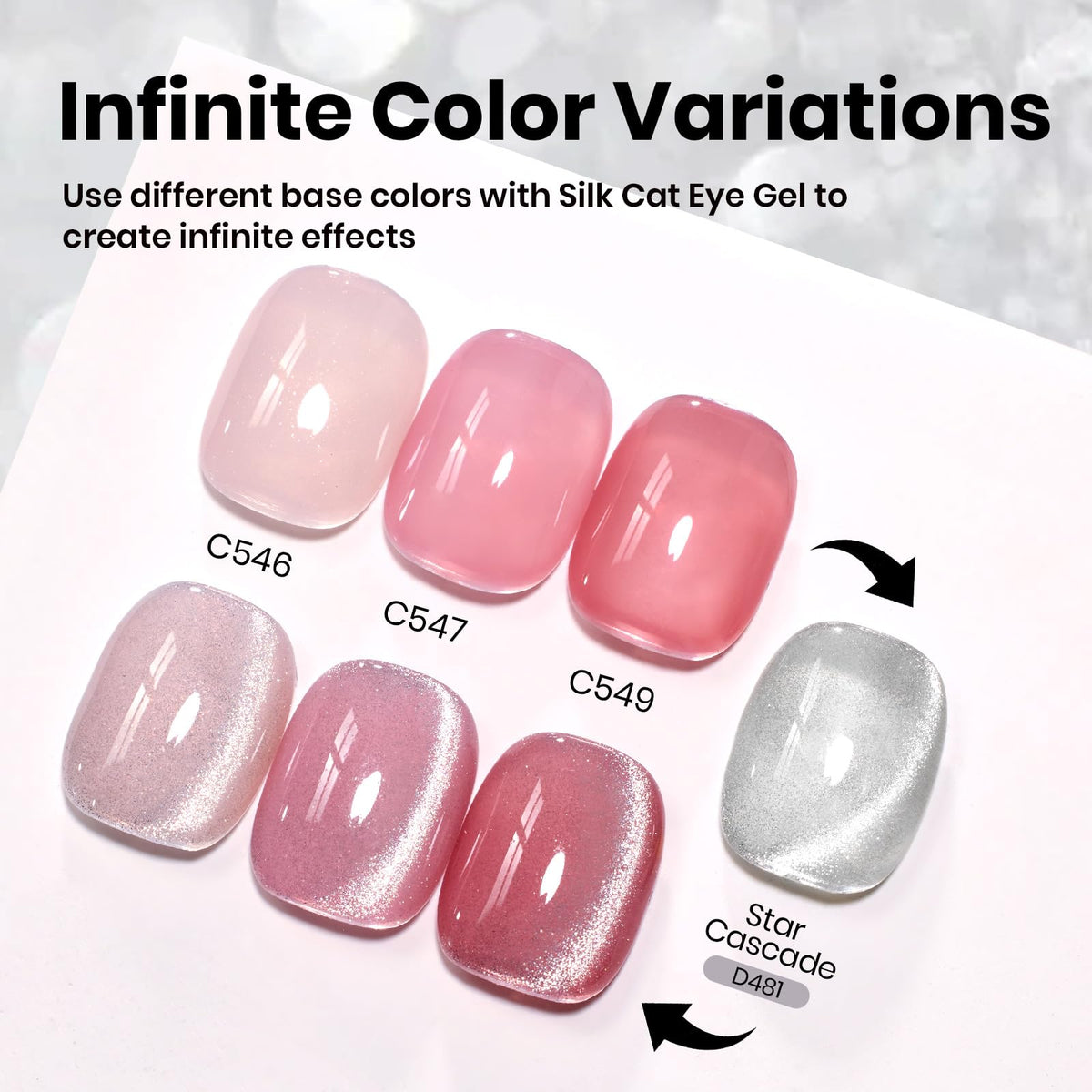 beetles Gel Polish Silver Cat Eye Gel Nail Polish 15ML application on nails