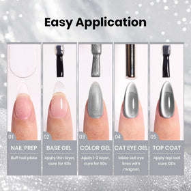 beetles Gel Polish Silver Cat Eye Gel Nail Polish 15ML close-up of texture