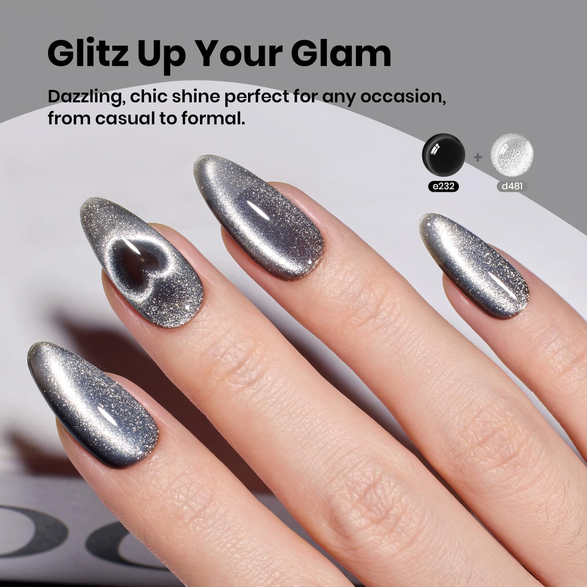 beetles Gel Polish Silver Cat Eye Gel Nail Polish 15ML in a beauty gift set