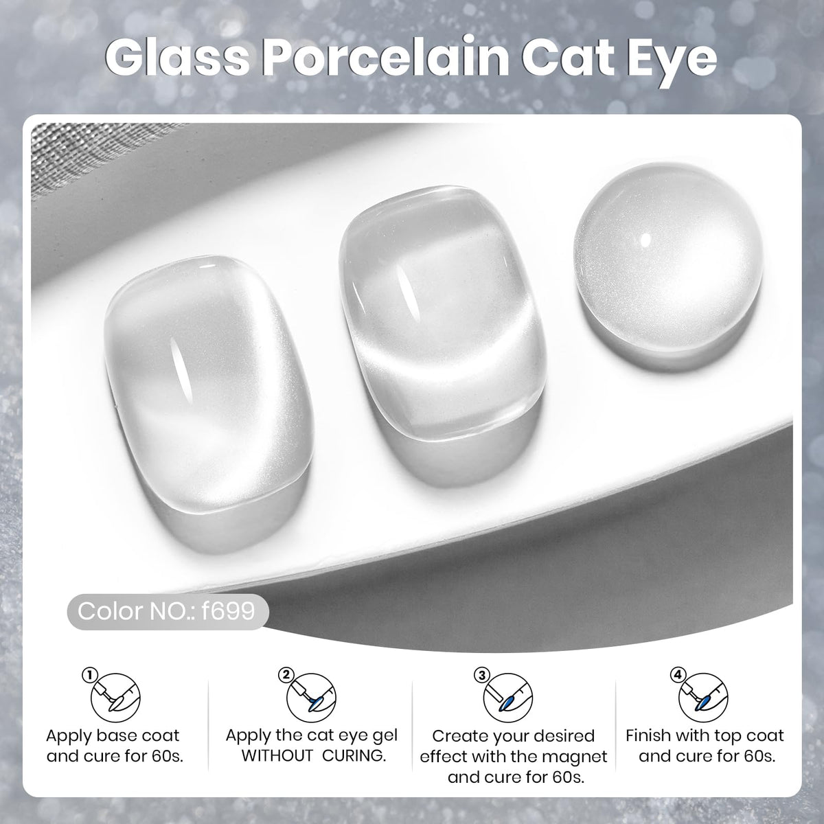 beetles Gel Polish Silver Cat Eye Gel Polish 15ML side view