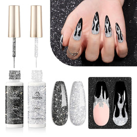 beetles Gel Polish Silver Glitter Gel Liner 7ml front view