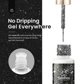 beetles Gel Polish Silver Glitter Gel Liner 7ml on nails